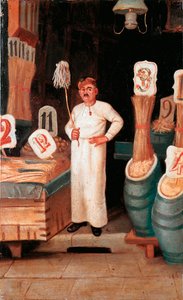 Old metier: obchod prodavače těstovin. Anonymní detrempe. 19. století 19. století Národní muzeum těstovin, Agnesi Foundation, Řím od Italian School