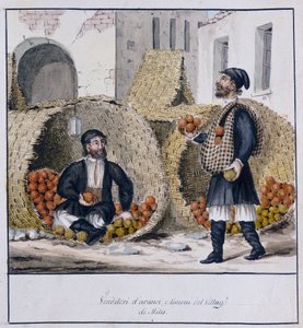 Prodejci pomerančů a citronů Milis na Sardinii, tištěná ms.258, Luzzetti Collection od Italian School