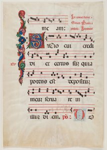 Stránka z misálu nebo sborové knihy, severní Itálie, první polovina 15. století (inkoust na pergamenu) (viz také 499213) od Italian School