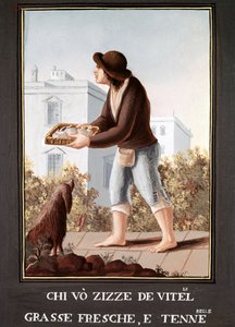 Petites Metiers Neapolitans: prodavač kravských vemen - (Starý obchod: prodejce kravských vemen) Akvarel 19. století - Neapol Museo Nazionale di San Martino od Italian School