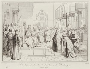 Pietro Orseolo II si podmaní Istrii a Dalmácii, 997 (rytina) od Italian School