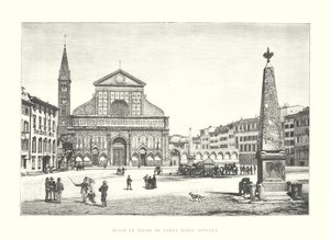 Náměstí a kostel Santa Maria Novella (rytina) od Italian School