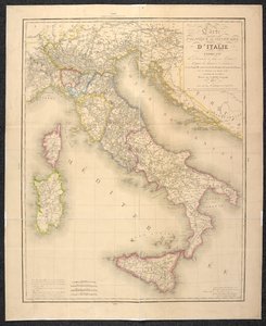 Politická mapa označující rozdělení států Itálie od Italian School