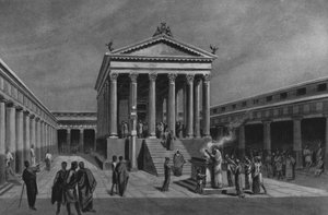Pompeje: Apollónův chrám (litho) od Italian School