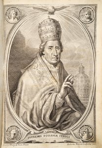 Papež Klement XI., pub. 1717 (rytina) od Italian School
