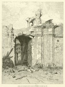 Porta San Pancrazio poražen francouzským dělostřelectvem (rytina) od Italian School