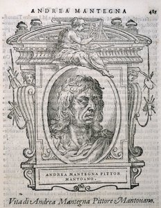 Portrét Andrey Mantegny (asi 1430-1506) z Vasaris Lives of the Artists, poprvé publikován v roce 1550 od Italian School