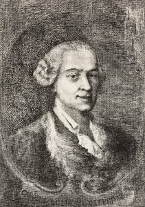 Portrét Carla Goldoniho (1707-1793), italského dramatika, rytina Marco Pitteri z malby Giambattista Piazzetta a kresba E Ximenes, rytina z L