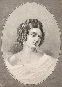 Portrét Costanzy Monti (1792-1840), italský básník, rytina Centenari z L