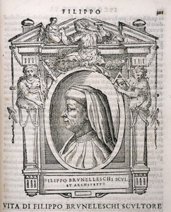 Portrét Filippa Brunelleschiho (1377-1446) z Vasaris Lives of the Artists, poprvé publikován v roce 1550 od Italian School