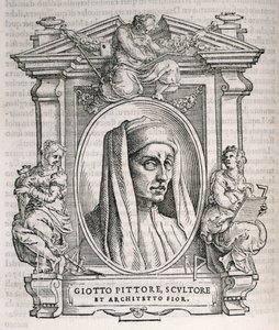 Portrét Giotta di Bondone (asi 1267-1337) z Vasarisových Životů umělců, poprvé vydáno 1550 od Italian School