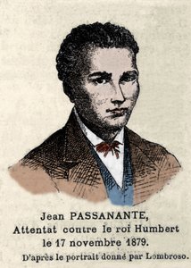 Portrét Giovanniho Passannanteho (1849-1910), který provedl útok na italského krále Umberta I. (Humberta I.) v Neapoli v roce 1878 podle portrétu, který nakreslil Cesare Lombroso (1835-1909). Tato událost inspirovala básníka Giovanniho Pascoliho (1855-1912 od Italian School