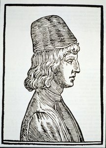 Portrét Pico della Mirandola (1463-94), z Delle Celeste Fisionomia od Giovanniho Battisty della Porta, Padova 1616, ilustrovaný v Historii magie, vydané koncem 19. století od Italian School