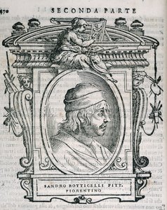 Portrét Sandra Botticelliho (14445-1510) z Vasaris Lives of the Artists, poprvé publikován v roce 1550 od Italian School