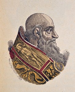 Portrét papeže Pavla III. (Paolo, Paulus nebo Alessandro Farnese) (1534-1549), 1898 (rytina s pozdějším kolorováním) od Italian School