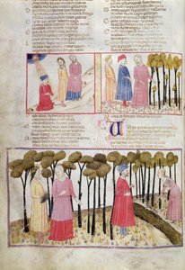 Purg.XXVIII f.47v Virgil na odchodu a Božský les, z Božské komedie od Dante Alighieriho (1265-1321) od Italian School