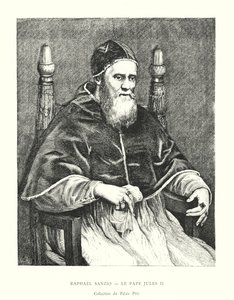 Raphael Sanzio, papež Julius II., Pitti Palace Collection (rytina) od Italian School