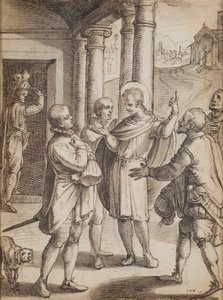 Náboženské scény (pero a inkoust na papíře) od Italian School