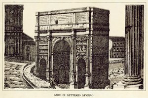 Řím: Oblouk Septimia Severa (litho) od Italian School