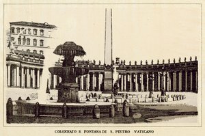 Řím: Kolonáda a fontána svatého Petra Vatikán (litho) od Italian School