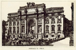 Řím: Fontána di Trevi (litho) od Italian School
