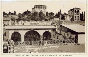 Řím: Palazzo Dei Cesari, otcovský dům Tiberia (litho) od Italian School