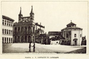 Řím: Piazza Di S Giovanni Laterano (litho) od Italian School