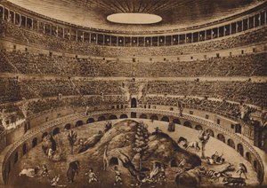 Řím / Rome: Interiér Kolosea, Hon na veletrhy, historická rekonstrukce (litografie) od Italian School