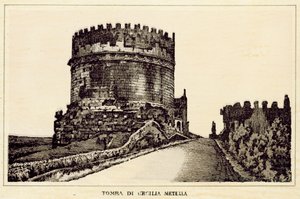 Řím: Hrobka Cecilie Metella (litho) od Italian School