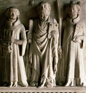 Reliéf Saint Paul, Saint Laurent a Saint Etienne Bas ze školy Campione. Z Castelsepria v Itálii. Milán 14. století, museo d
