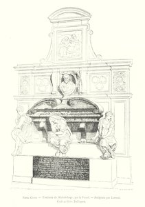 Santa Croce, hrobka Michelangela, od Vasariho, socha od Lorenziho, Cioli a Giov Dell