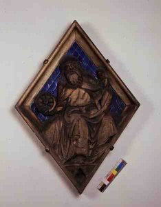 Saturn, reliéfní dlaždice z Kampanily (keramika a mramor) od Italian School