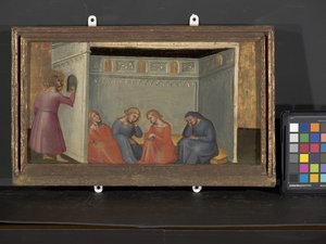 Scéna z Legendy o svatém Mikuláši (tempera a zlato na dřevě) od Italian School