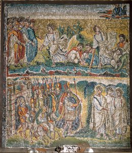 Scény z Knihy Jozue: Dobytí Jericha, Sedm kněží nesoucích archu úmluvy (mozaika) od Italian School