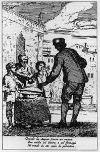 Prodejce Polenty v ulicích Benátek (Venezia) v 18. století. od Italian School