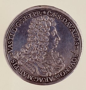 Stříbrná mince (talér) z Neapole: Cesare Michelangelo d