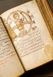 Pěvecká stránka s neumes Rukopis z boloňské školy. (MS.123-Folio 93r) Řím 11. století, Biblioteca Angelica od Italian School