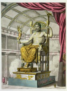Socha Jupitera v chrámu, z Costumi dei Romani, vyryla Angelo Biasioli (1790-1830), kolem 1805-20 (akvatinta) od Italian School