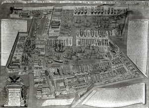 Arsenal, Benátky (barevná rytina) od Italian School