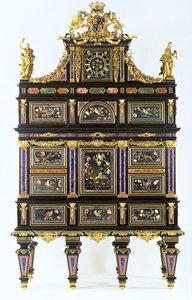 Badmintonový kabinet, cca 1720-32 (pietra dura, eben a ormolu) od Italian School