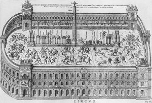 Circus Maximus v Římě, kolem roku 1600 od Italian School
