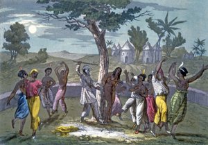 The Dance of the Mumbo-Jumbo, podle cest v parku Mungo, z Historie kostýmu od J. Ferrario, hospoda. c.1820 od Italian School