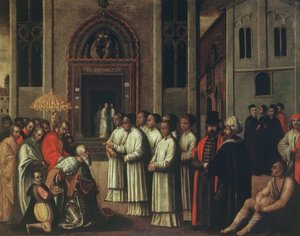 Doge Ziani se setkává s papežem Alexandrem III. (1105-81) v Caritě v roce 1172 od Italian School