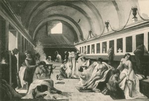 Frigidarium žen v lázních Stabian, jak bylo (hlubotisk) od Italian School