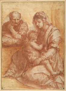 Svatá rodina odpočívá po Andrea del Sarto (červená křída na bílém papíře) od Italian School