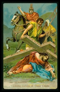 Křížová cesta (ze sady 14) (barevná litografie) od Italian School