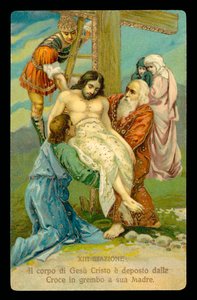 Křížová cesta (ze sady 14) (barevná litografie) od Italian School