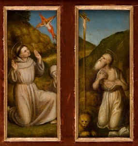 Stigmatizace svatých Františka a Jeronýma, kolem roku 1480 (olej na panelu) od Italian School