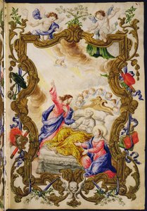 Dobrá smrt křesťana, z Mariegoly z laického cechu Buona Morte, kolem 1712-14 (inkoust na pergamenu) od Italian School