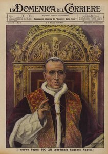 Nový papež Pius XII (kardinál Eugenio Pacelli) (barevná litografie) od Italian School